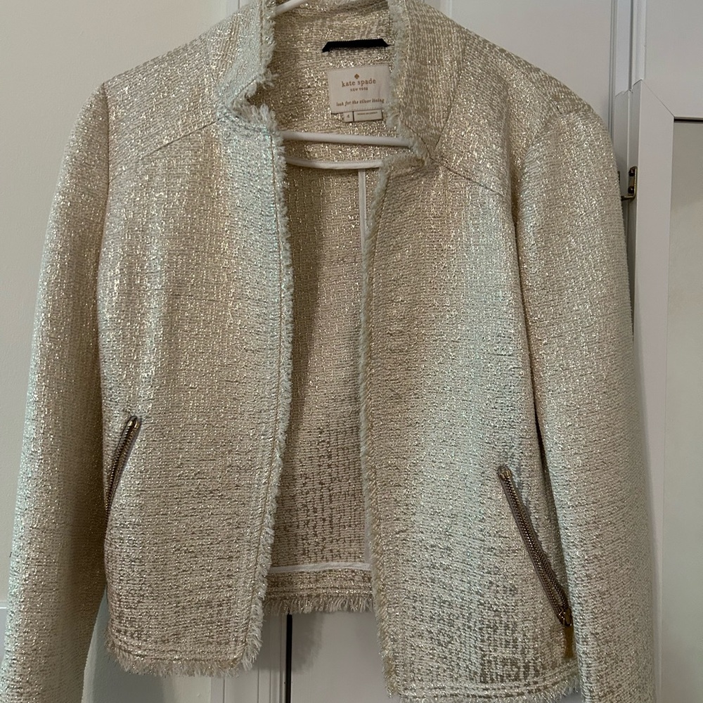 Kate Spade gold tweed jacket sz 4